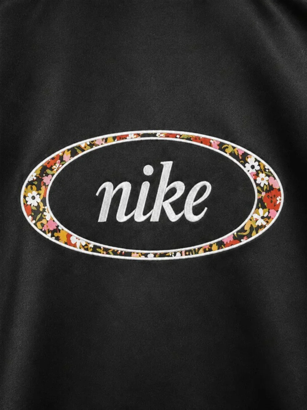 Nike Sportswear Coach Jacket | Women's Large | Black Floral Logo | Mesh Lined